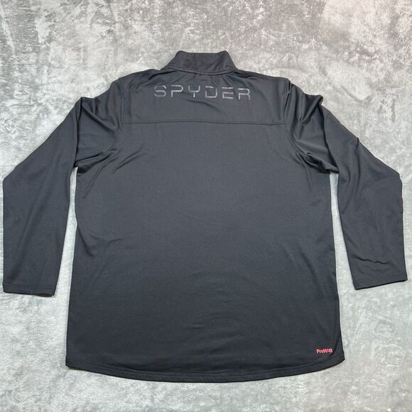 Spyder Sweatshirt Mens Large Black 1/4 Zip Long Sleeve Proweb Active Pullover - Picture 2 of 9
